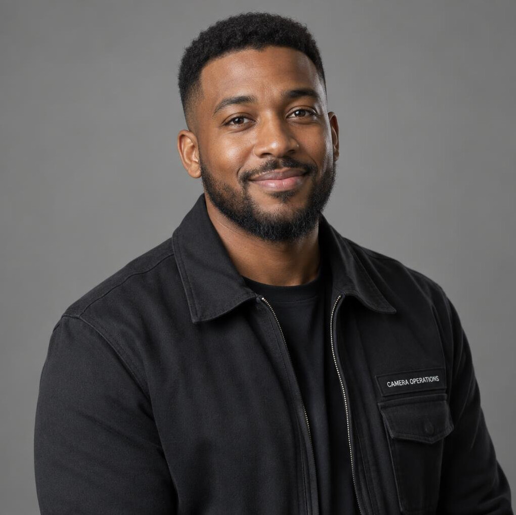Studio portrait of a male head of camera operations