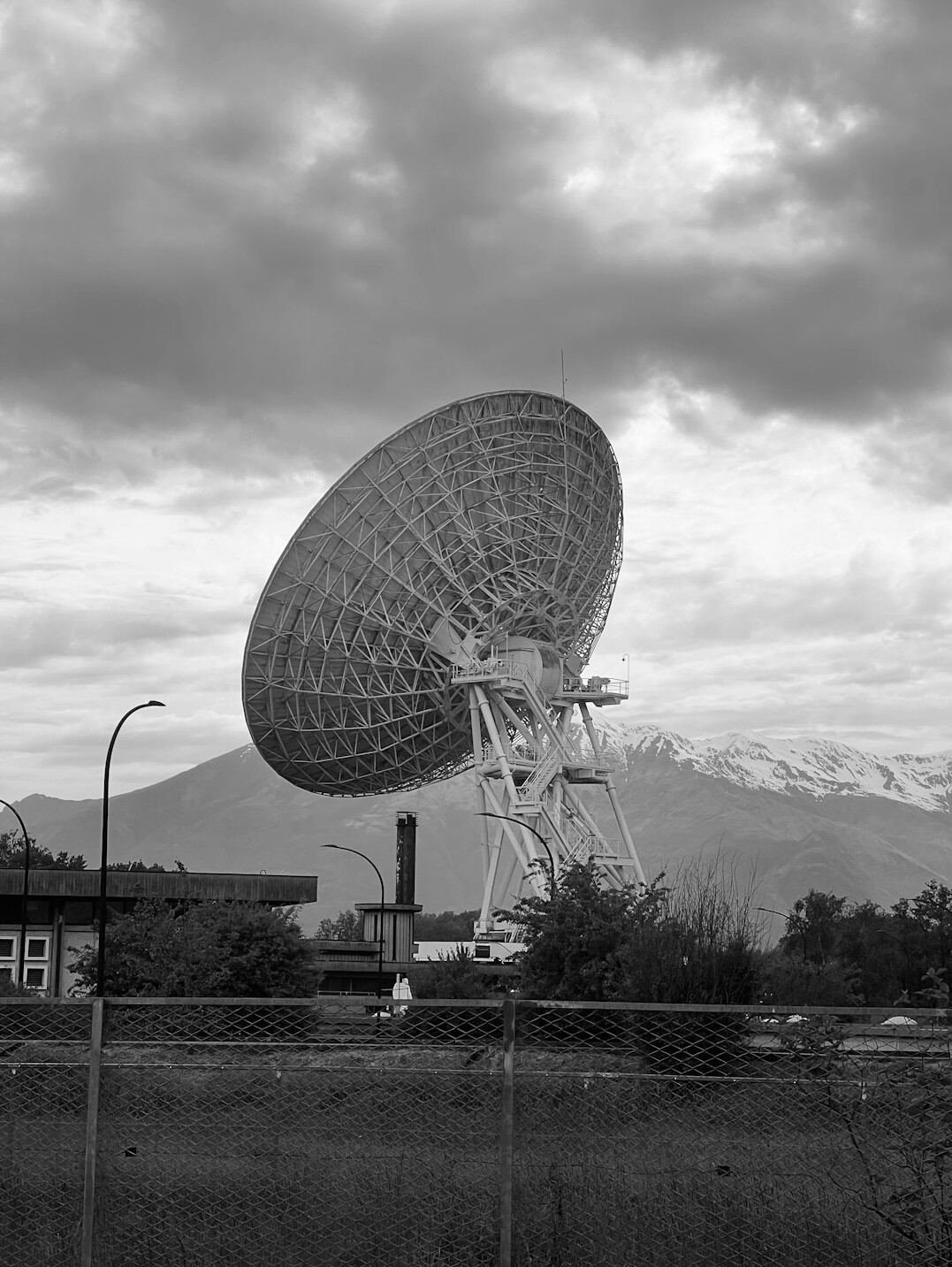 Outside broadcast van with satellite dish on location